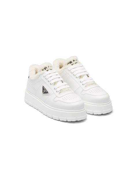 prada shearling sneakers|ladies prada shoes.